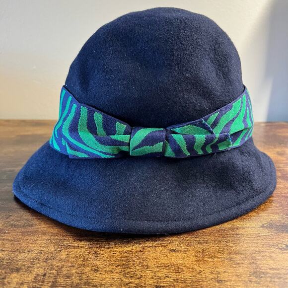Eugenia Kim Wool Bucket Hat Felt OS Blue Zebra Tiger Stripe Womens Designer USA